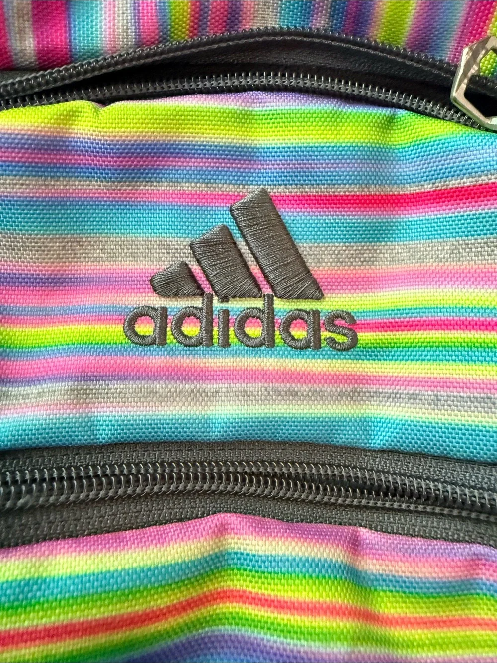 Adidas Multicolor Striped Backpack Gray Bookbag School Travel Laptop Gym 22” - Picture 4 of 10